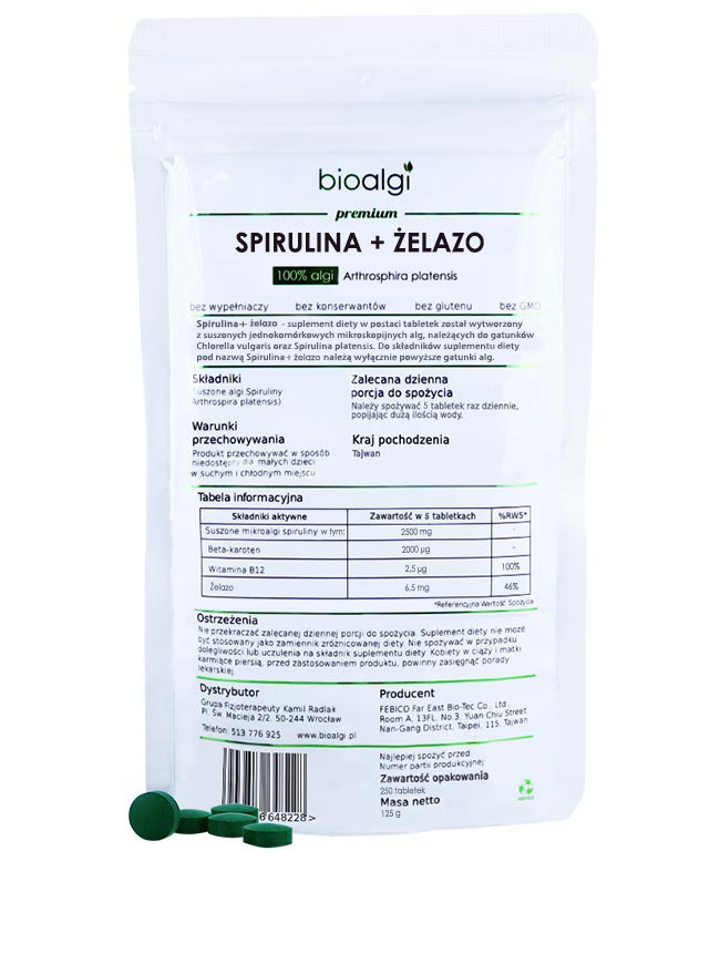 Spirulina + żelazo bioalgi	