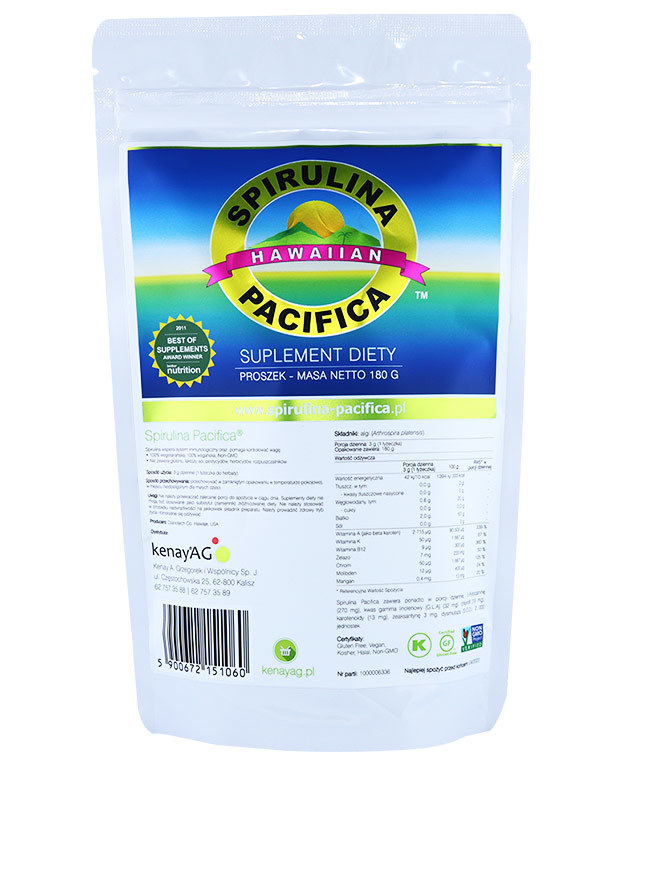Hawajska spirulina pacifica - bogactwo naturalnych witamin i minerałów (180g proszku)