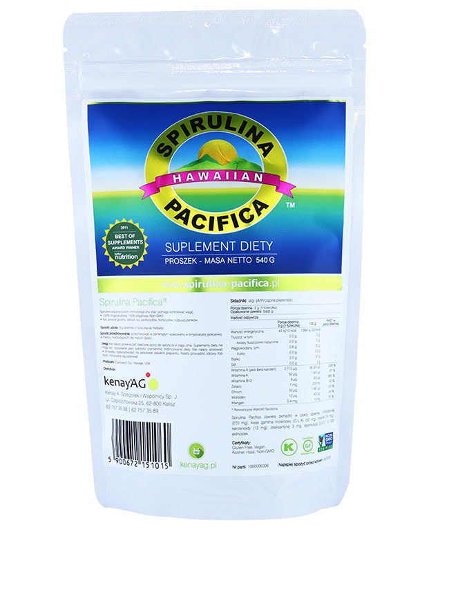Hawajska spirulina pacifica - bogactwo naturalnych witamin i minerałów (540g proszku)
