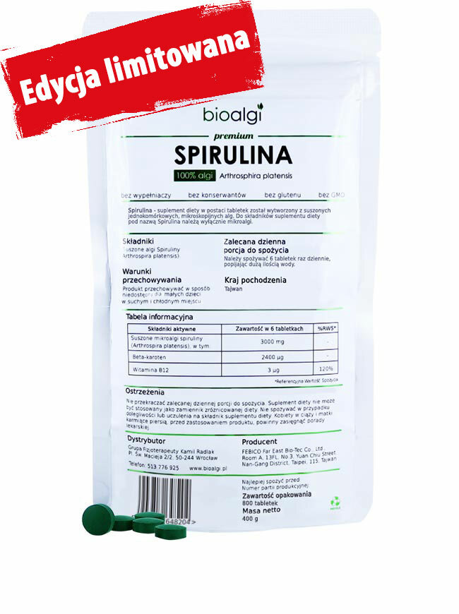 Spirulina w tabletkach bioalgi