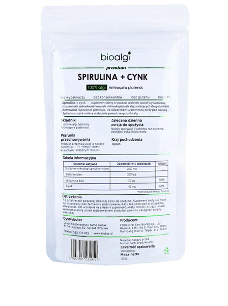 Spirulina + Cynk bioalgi