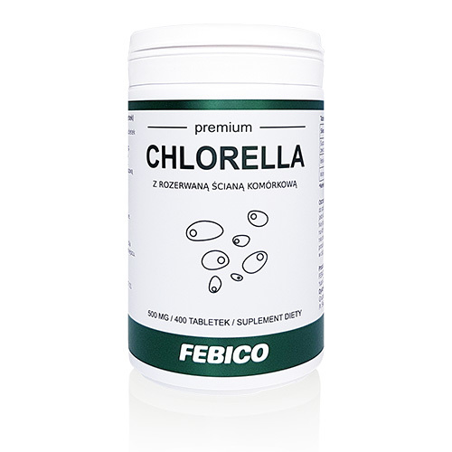 Chlorella Febico 500 Mg 400 Tabletek Z Rozerwaną ścianą Komórkową Sklep Spirulinapl 5185